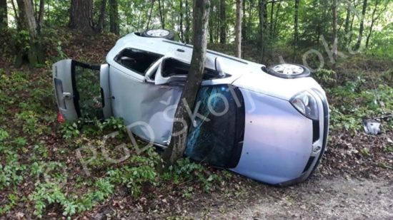 FOTO: Z vozišča priletel direktno v drevo