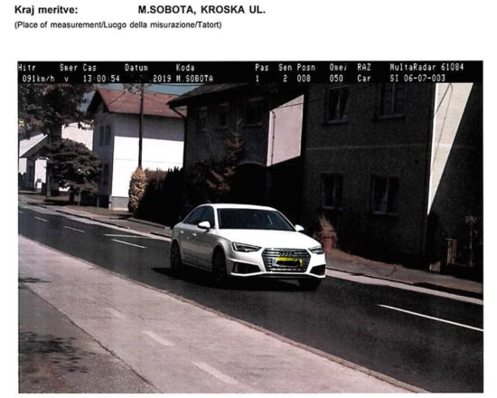 Omejitev je 50, z audijem si je prislužil 1000 evrov globe in 9 točk