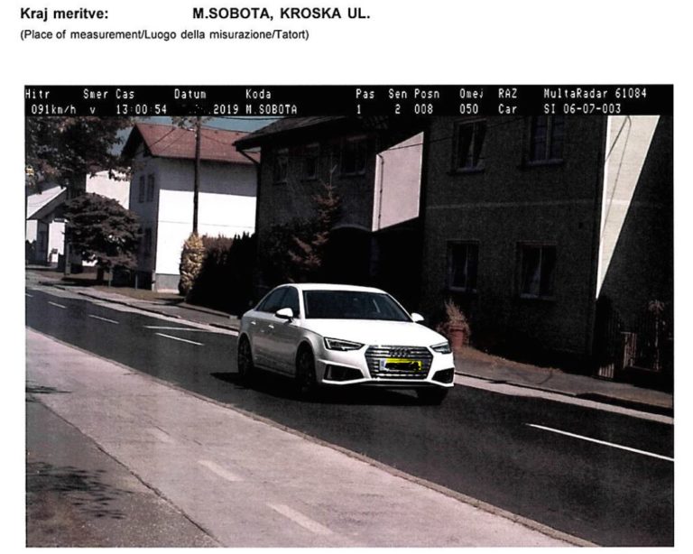 Omejitev je 50, z audijem si je prislužil 1000 evrov globe in 9 točk