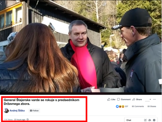 VIDEO: Ta posnetek predsednika in podpredsednice SD Dejana Židana in Andreje Katič z generalom Šiškove varde v manj kot dnevu do več kot 11.000 ogledov