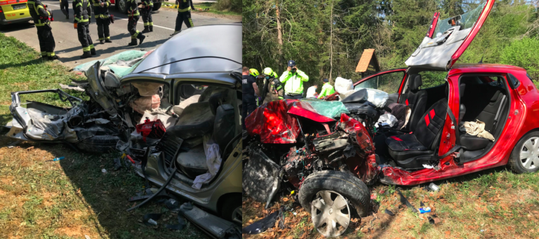 FOTO: Strahotno čelno trčenje – to so ostanki Renaulta in Toyote