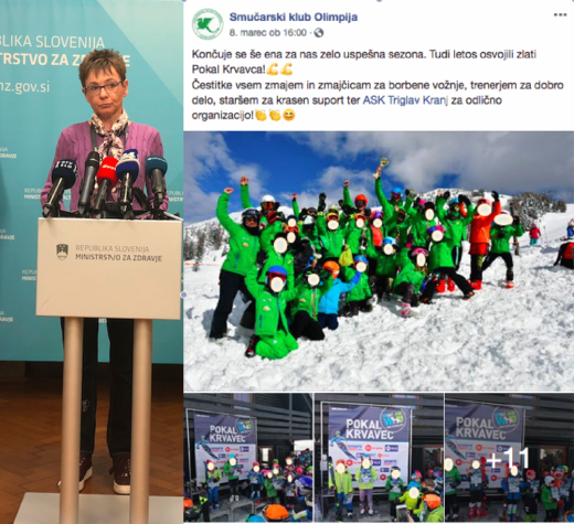 FOTO: Povezave Nine Pirnat, donedavne šefice NIJZ, in smučarskega kluba, za katerega dela njena hči, in je imel sezono do 8. marca