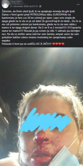 FOTO: Incident na zadnji dan starega leta v NOVI GORICI! Opozorila ga je naj ne urinira po bankomatu, on pa ji je …