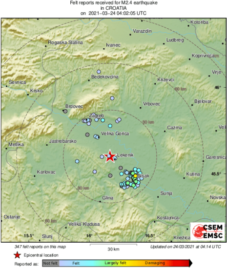 Leto dni po rušilnem potresu okolico Zagreba ponoči večkrat streslo, jakost se je stopnjevala