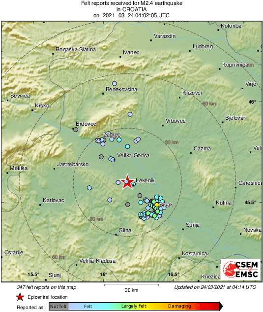 Leto dni po rušilnem potresu okolico Zagreba ponoči večkrat streslo, jakost se je stopnjevala