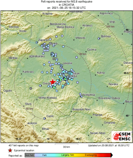 Ob 20.15 streslo z magnitudo 3,2