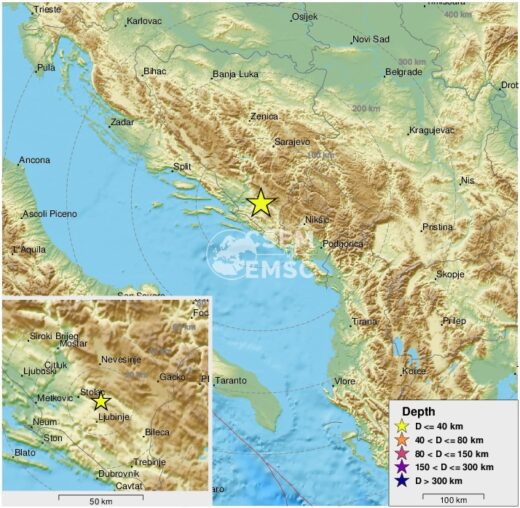 Potres magnitude 5 iz postelje metal Dalmatince