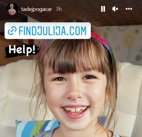 Tadej Pogačar prosi za pomoč, njegova 10-letna sestrična je izginila