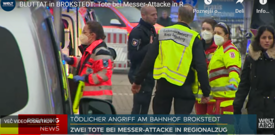 (VIDEO) Grozljiv pokol na potniškem vlaku: migrant, ki je z nožem divjal po vagonih, je dve osebi zabodel do smrti, pet je ranjenih